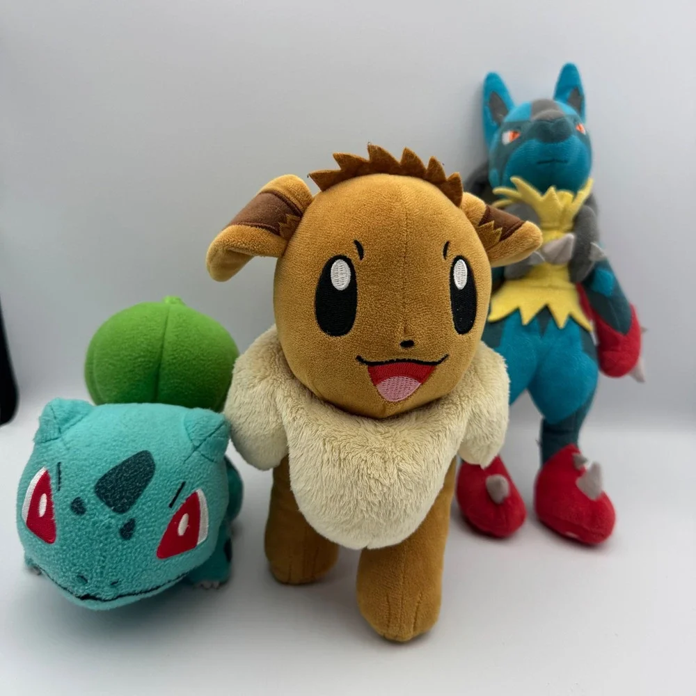 Pokemon Plush Lot Mega Lucario Pokemon Center Bulbasaur TOMY Eevee Bundle 3pc‎